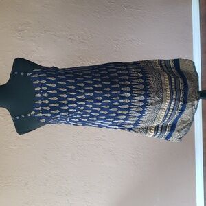 Lapogee Navy Blue & Gold Midi Dress